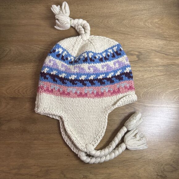 Lot Of 2 Unisex Toboggan Style Ski Beanie Ear Flaps Wool Blend Winter Knit Hat - Picture 3 of 10